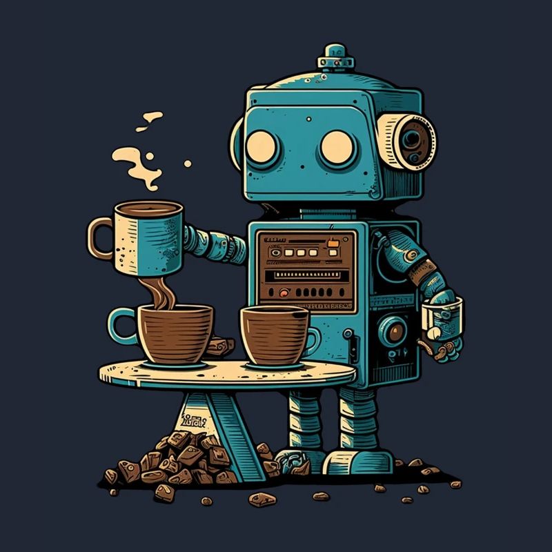 Blechroboter macht Kaffee