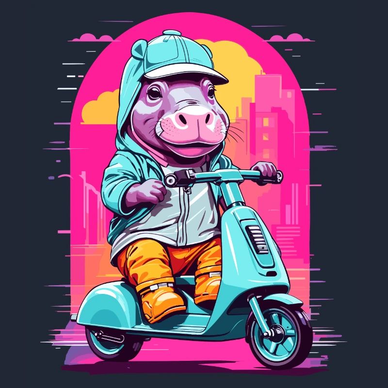 Nilpferd auf Roller