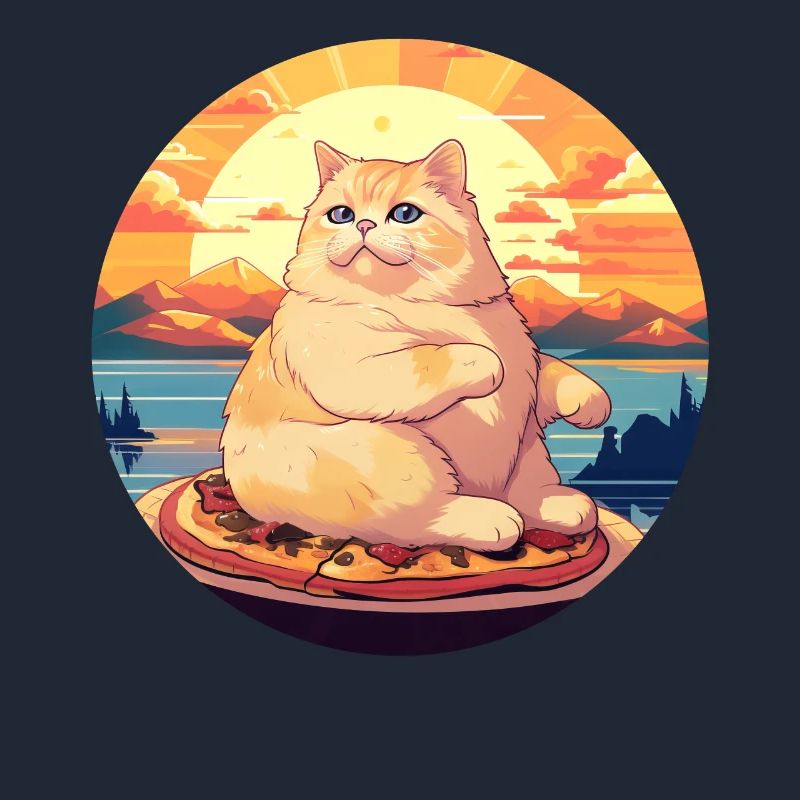 Sunset Feast: Chubby Cat Enjoys