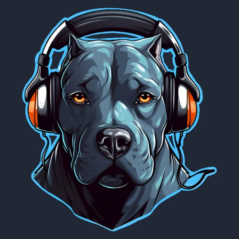Cooler Pitbull mit Kopfhörern