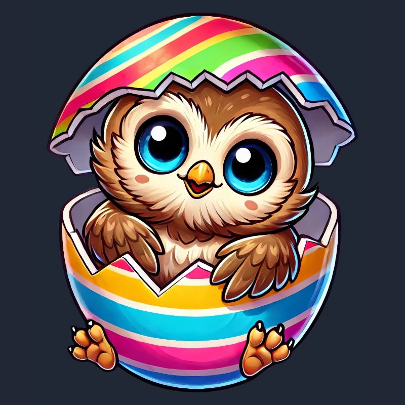 Cute Owl Cartoon Easter Egg Hatching