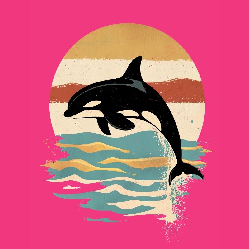 Orca Retro Sunset Ocean