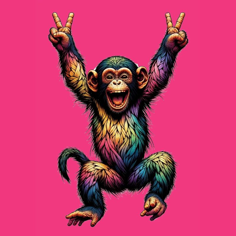 Rainbow Monkey Drapeau arc-en-ciel Rainbowcore