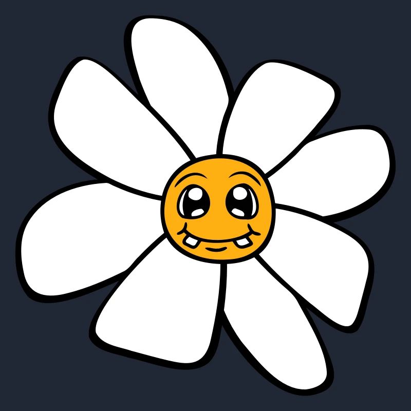 Petit drôle de fleur heureuse visage dessin animé
