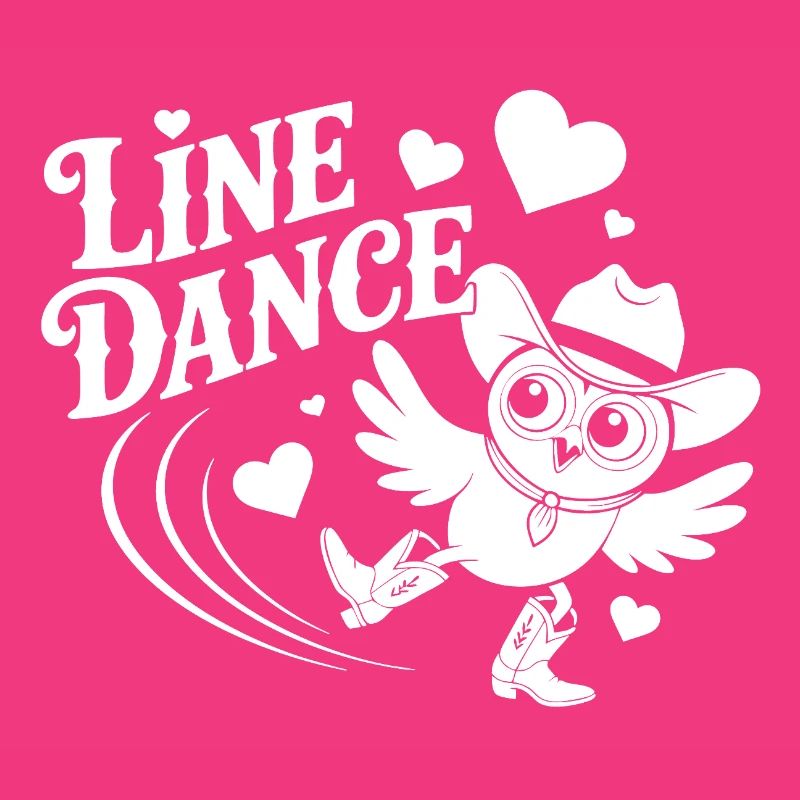 Line Dance Eule lustige Eule mit Stetson und Boots