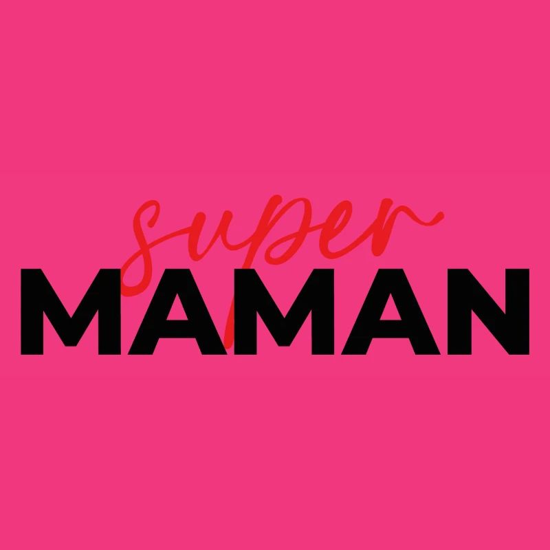 Super Maman Script Rouge sur Noir