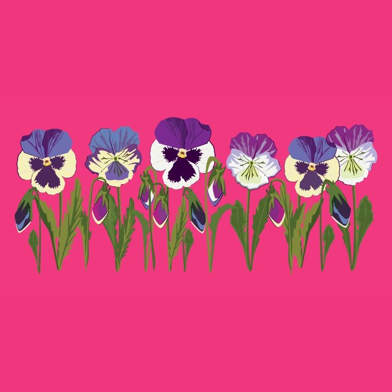 Rangée de fleurs de pensée en violet