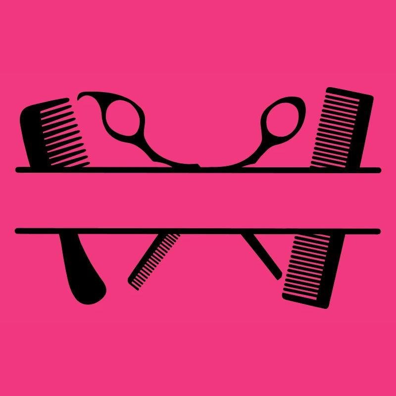 Two combs and scissors text banner