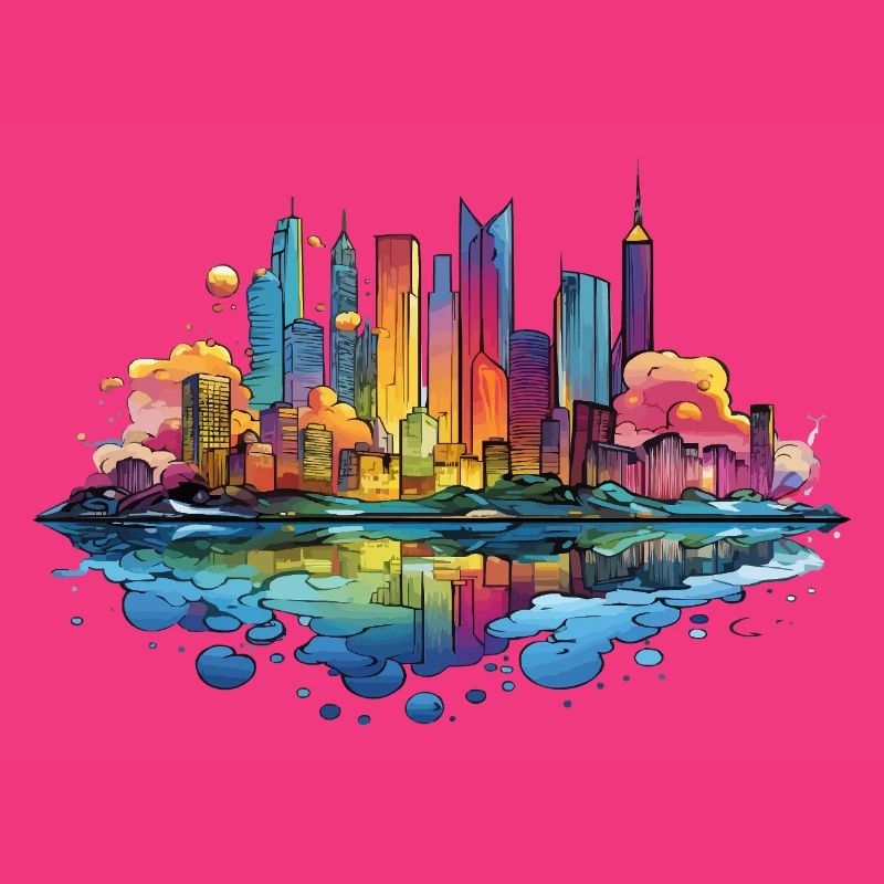 Bunte Skyline Reflektion