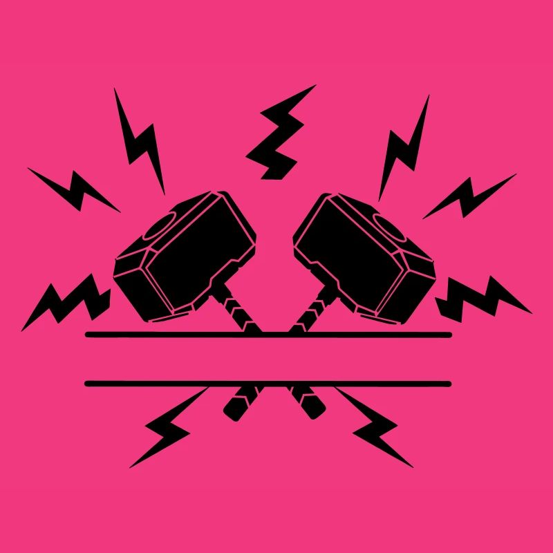 Deux marteaux de Thor avec découpe de texte