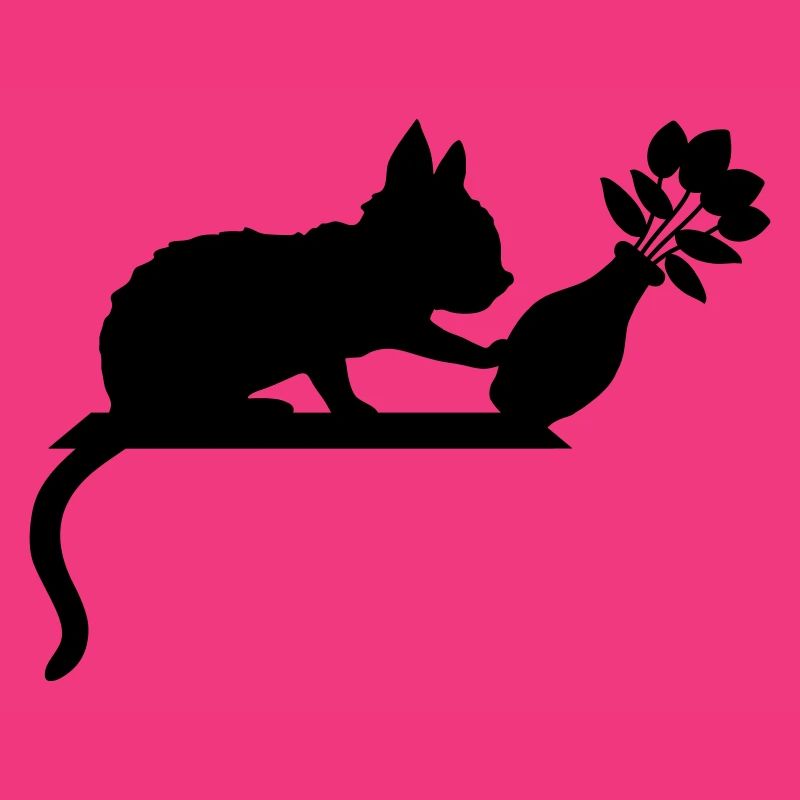 Vase à fleurs renversé sur un chat effronté