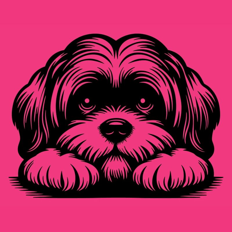Lhasa Apso Head with Paws