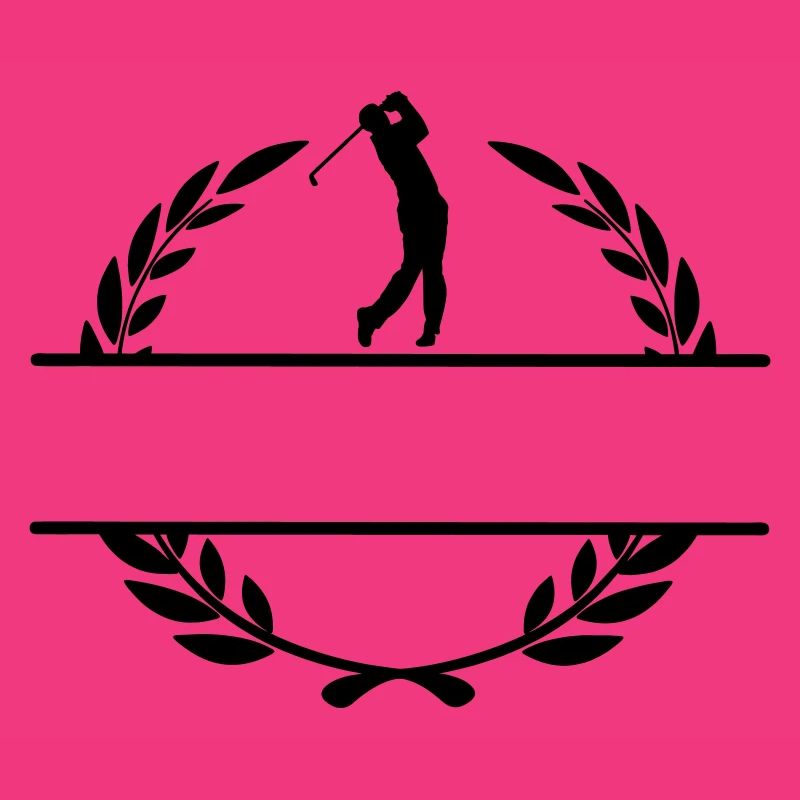 Golfer im Lorbeerkranz-Monogramm