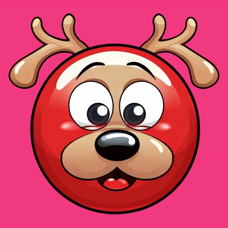 Rundes Rentier-Weihnachtskugel Comic Design
