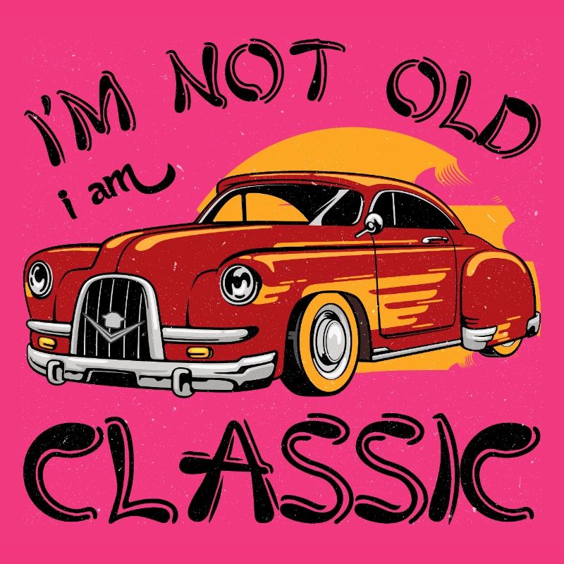 Roter Oldtimer mit Sunset Design