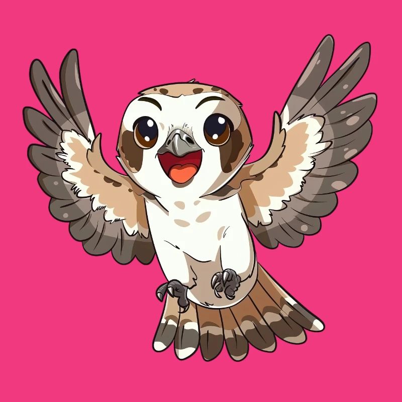 Faucon joyeux déployant les ailes