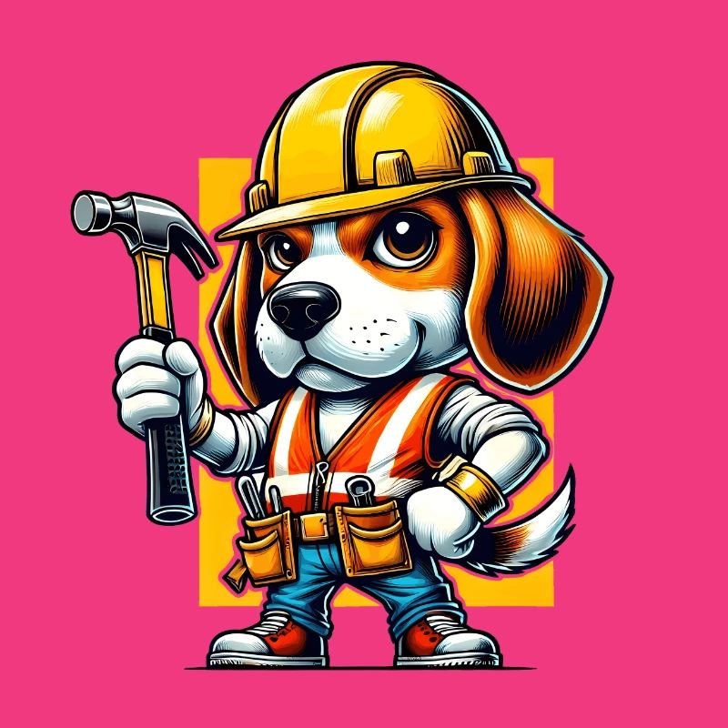 Beagle construction worker