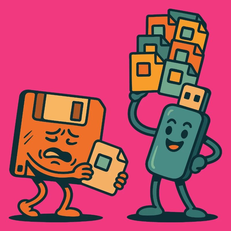 Floppy Disk vs USB Drive Retro Tech Sarcasm