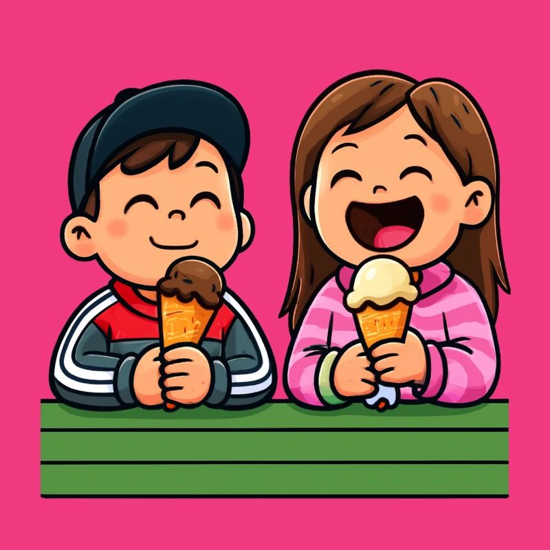 Fröhliche Eiscreme Freunde