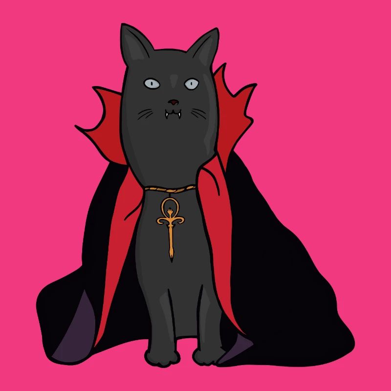 Mitternachts-Vampirkatze mit Umhang