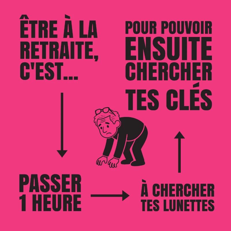 Im Ruhestand mit oder ohne Brille (schwarzer Text)