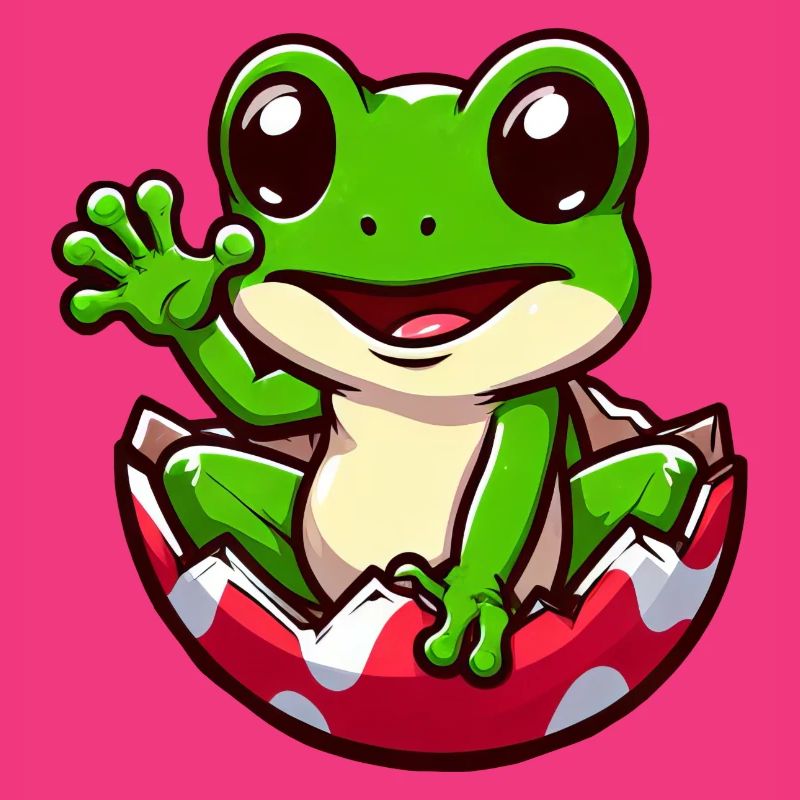 Oeuf de Pâques coloré avec conception de grenouille éclosion