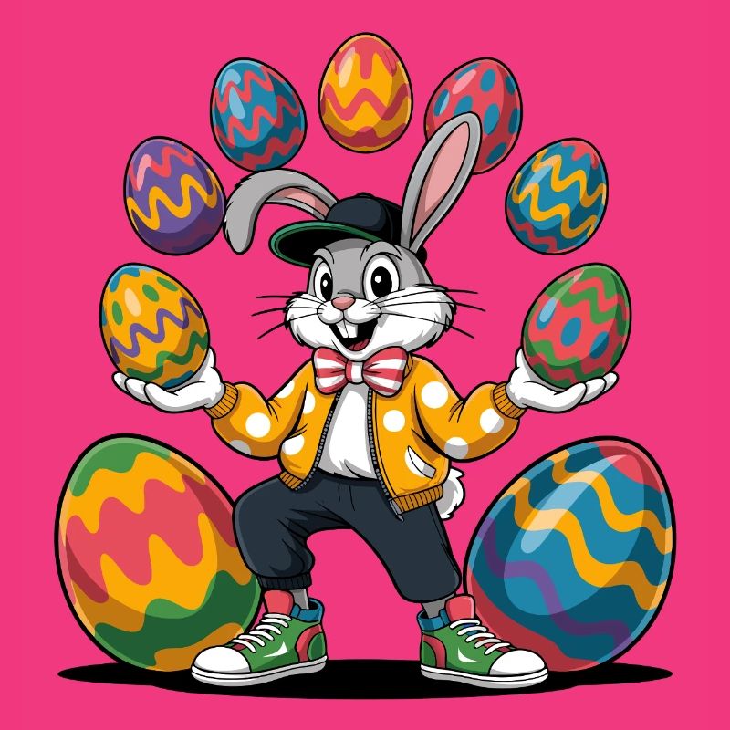 Osterhase mit bunten Eiern