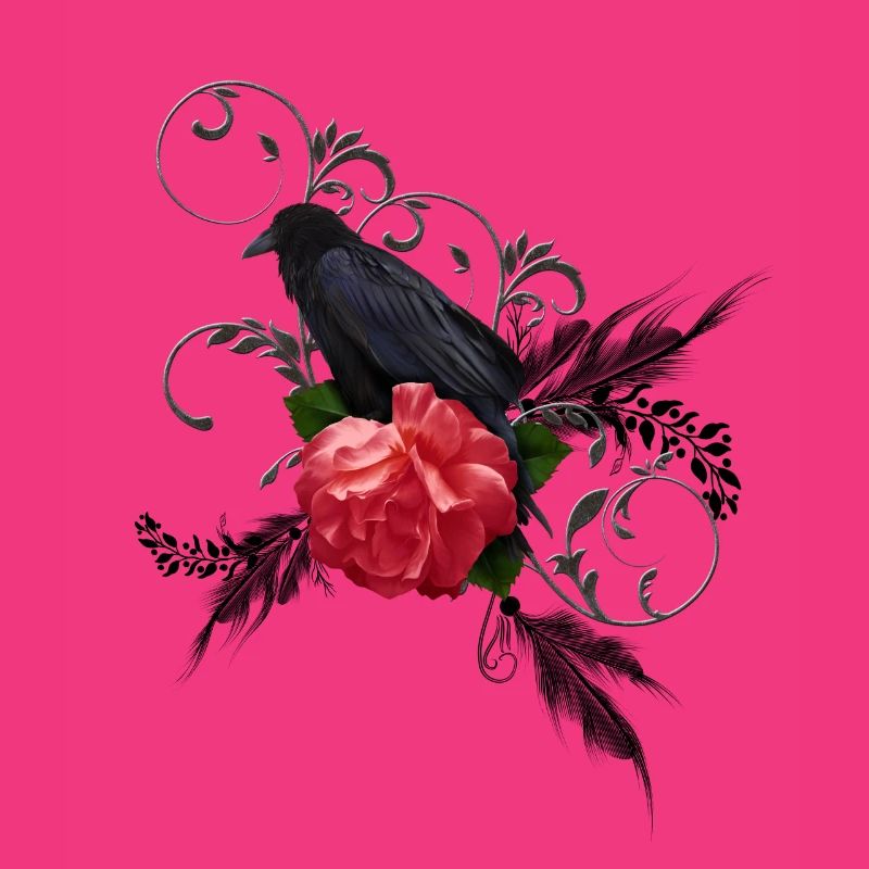 Wunderbare Krähe mit Rose