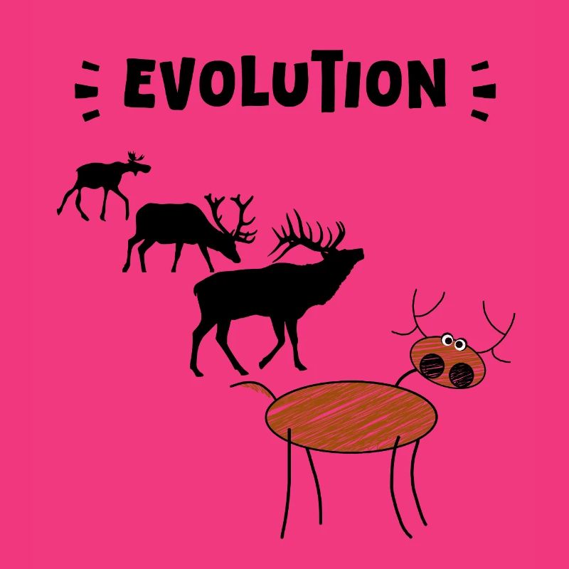 Die Evolution der Hirsche – Lustige Stadien der Evolution.