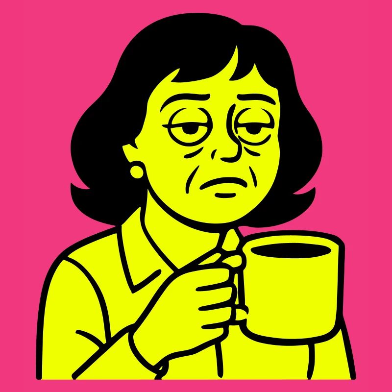 Grumpy coffee lady