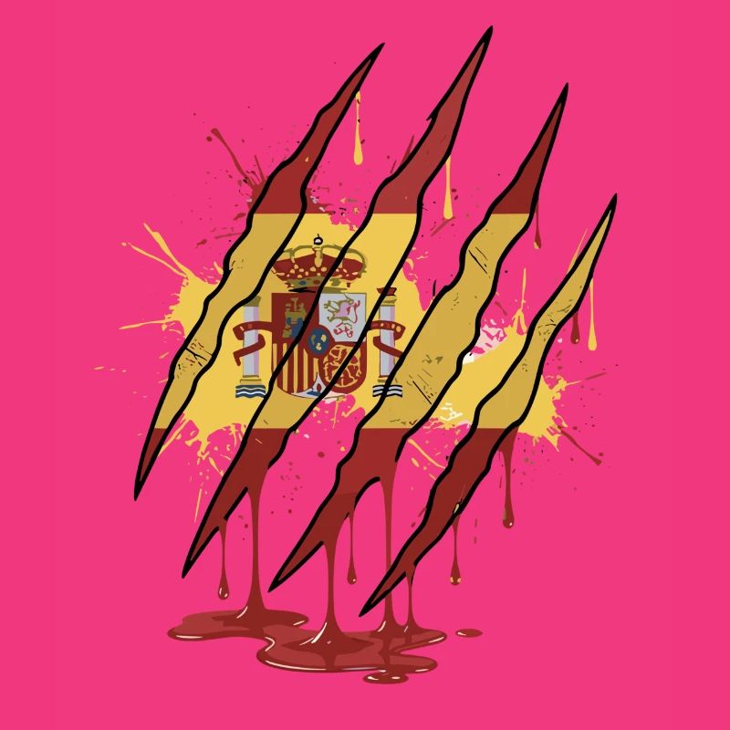 Scratch Mark Spain Flag Claw Grunge Style
