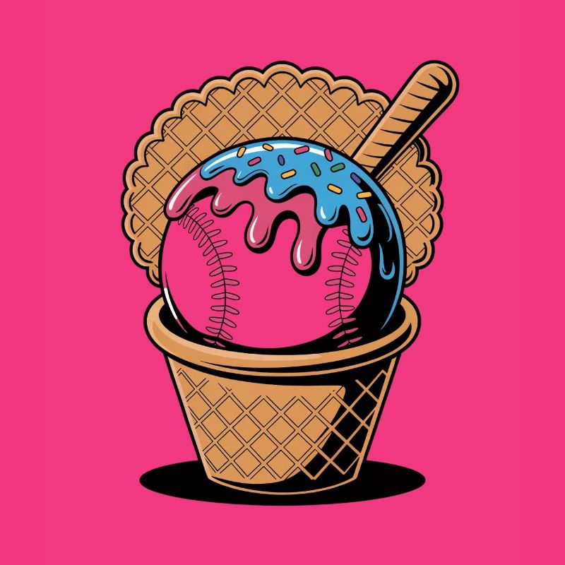 Baseball Eiscreme In Waffel Mit Schläger