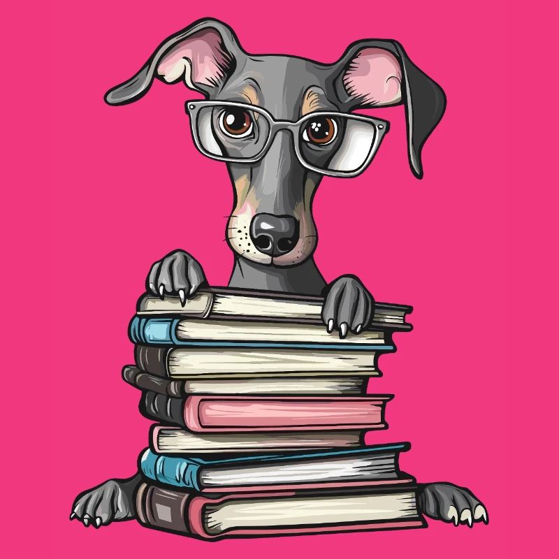 Süßes Windhund-Lesebuch mit Brille