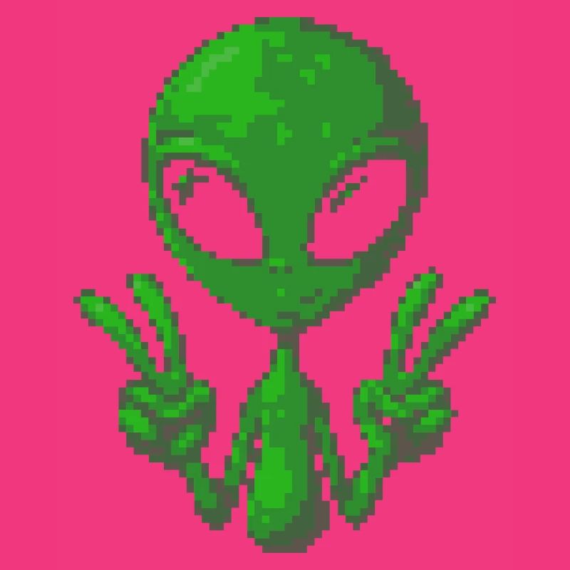 Pixel Alien Friedenszeichen