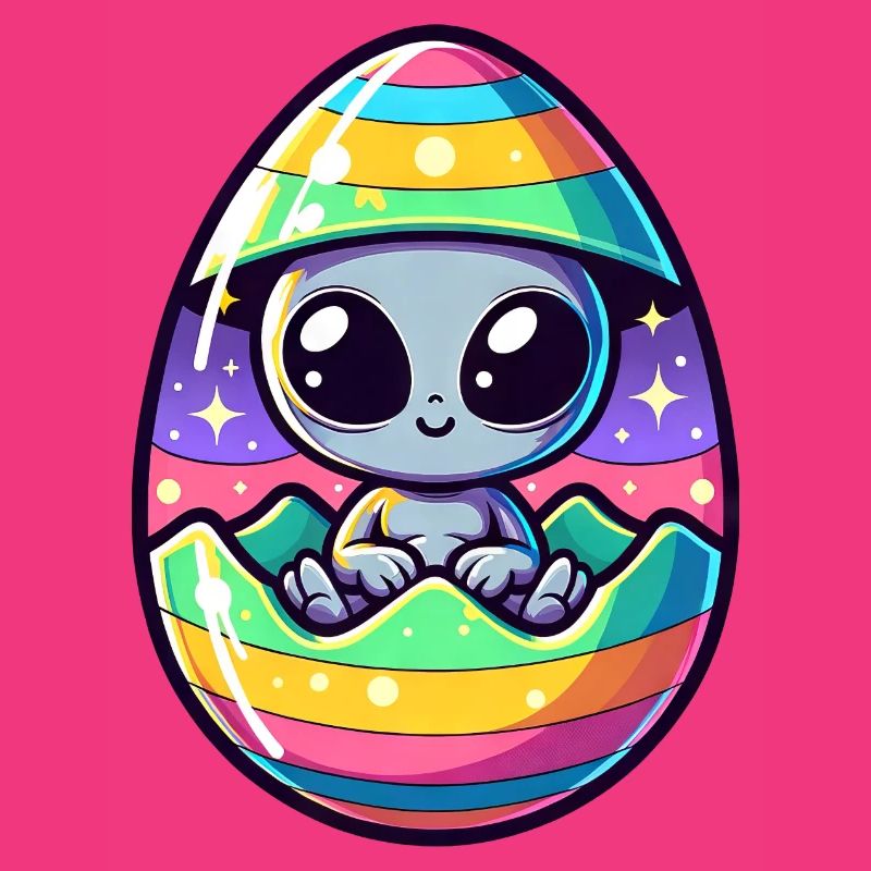Alien Easter Egg Hatching Design: Colorful Surprise