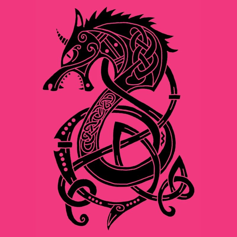 Wikingerwolf Drache (schwarz)