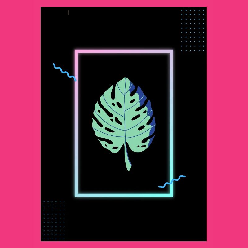 Monstera Neon Frame