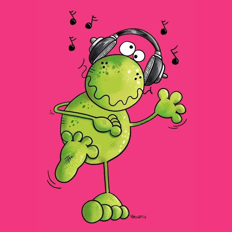Frosch mit Kopfhörer