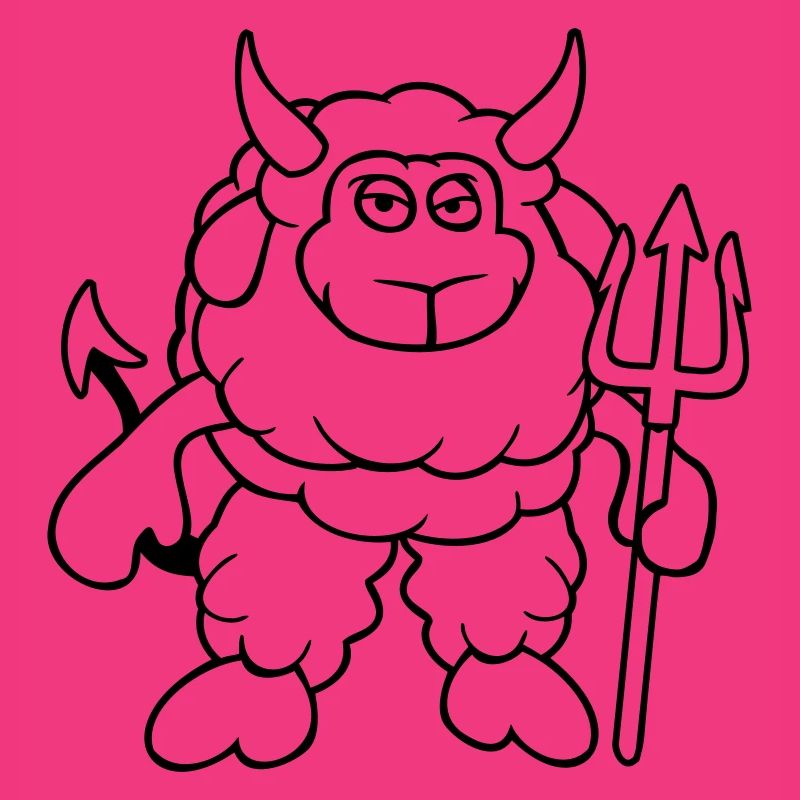 Sheep Devil Satan Hell Evil Trident Horns Cool