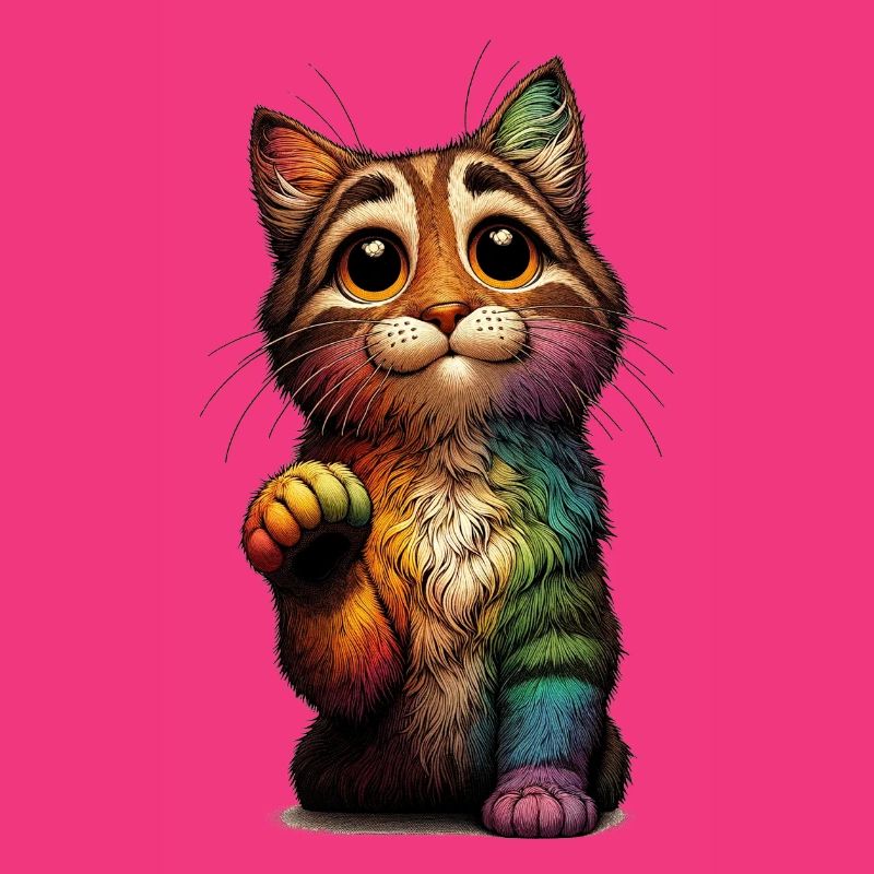 Bettelnder Regenbogen Kater