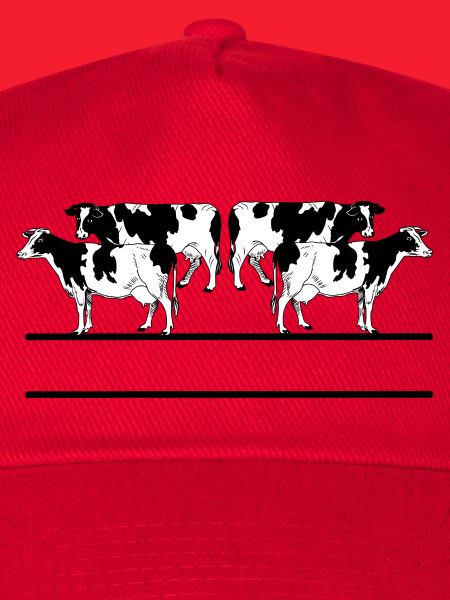 Schwarz-Weiß-Monogramm mit vier Kühen