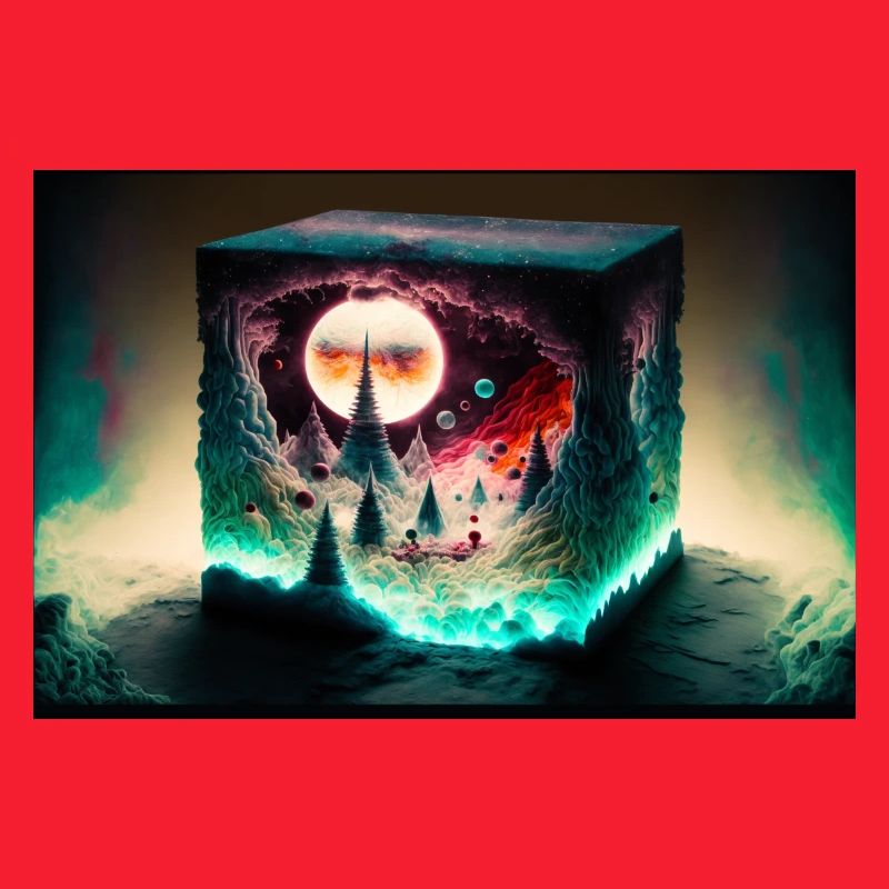 Paysage du Cube de Néon de la Lune