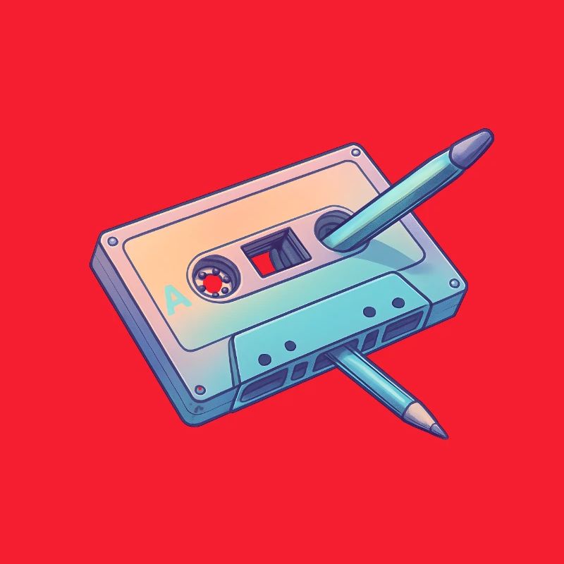 Cassette Crayon Pastel Retro