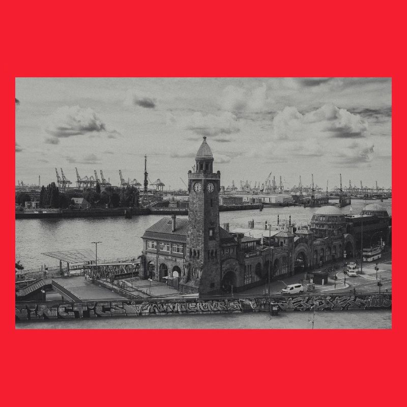 Hamburger Hafen Pegelturm retro