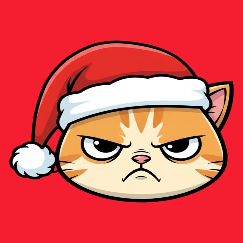 Genervte Katze mit Weihnachtsmütze