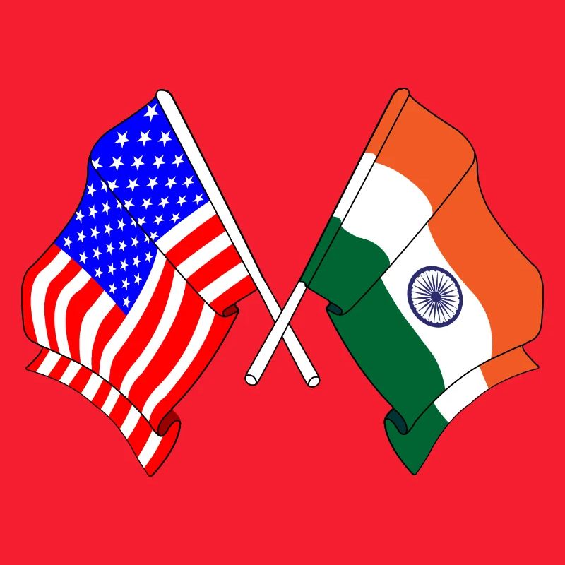 Drapeau des États-Unis et drapeau de l’Inde