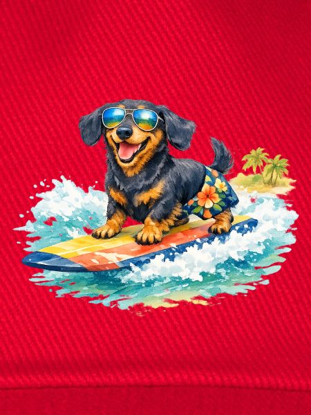 Dackel surft in der Sonne