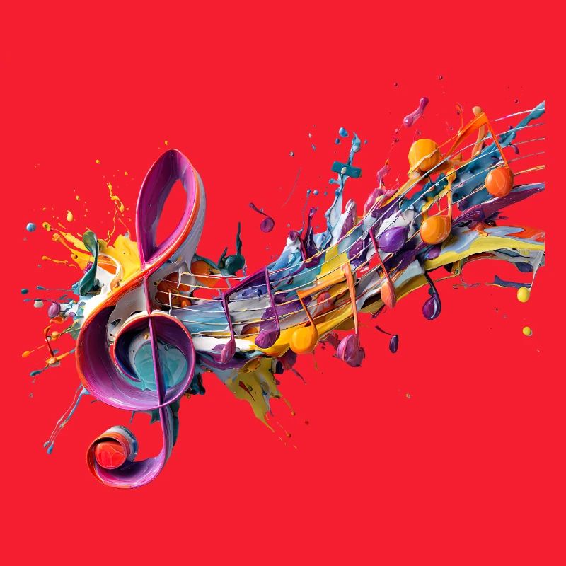 Coloured notes with clef
