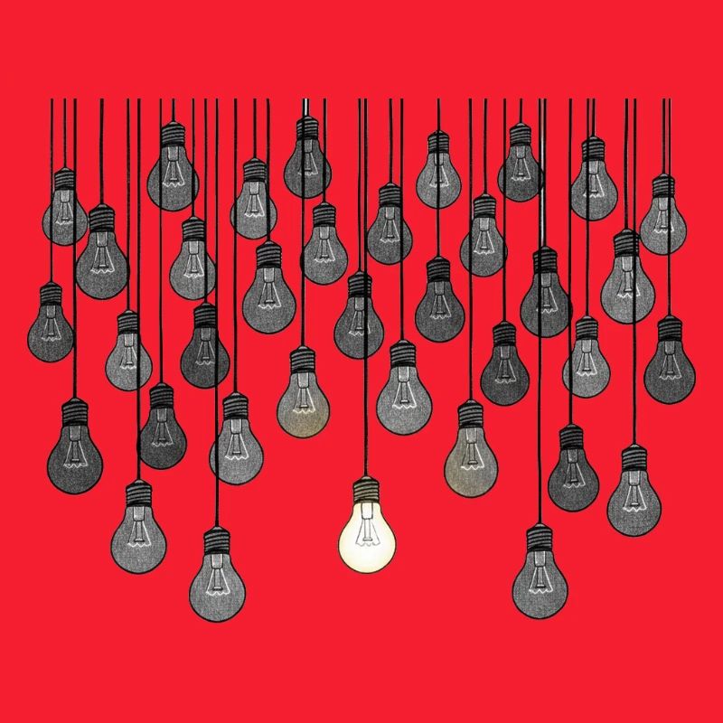 Grey bulb array with unique brightness