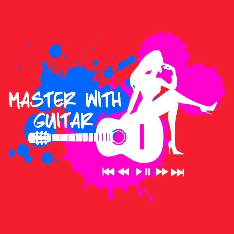 Master with guitar - Blau Pink Weiß